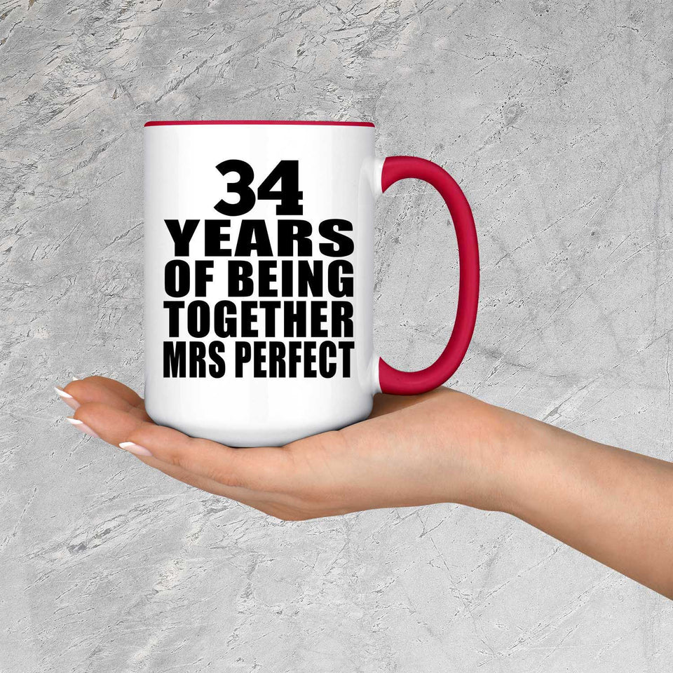 34th Anniversary 34 Years Of Being Mrs Perfect - 15oz Accent Mug Red