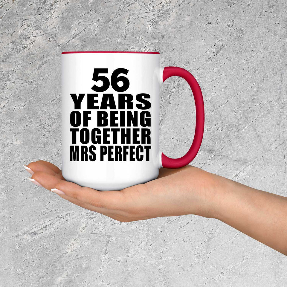 56th Anniversary 56 Years Of Being Mrs Perfect - 15oz Accent Mug Red