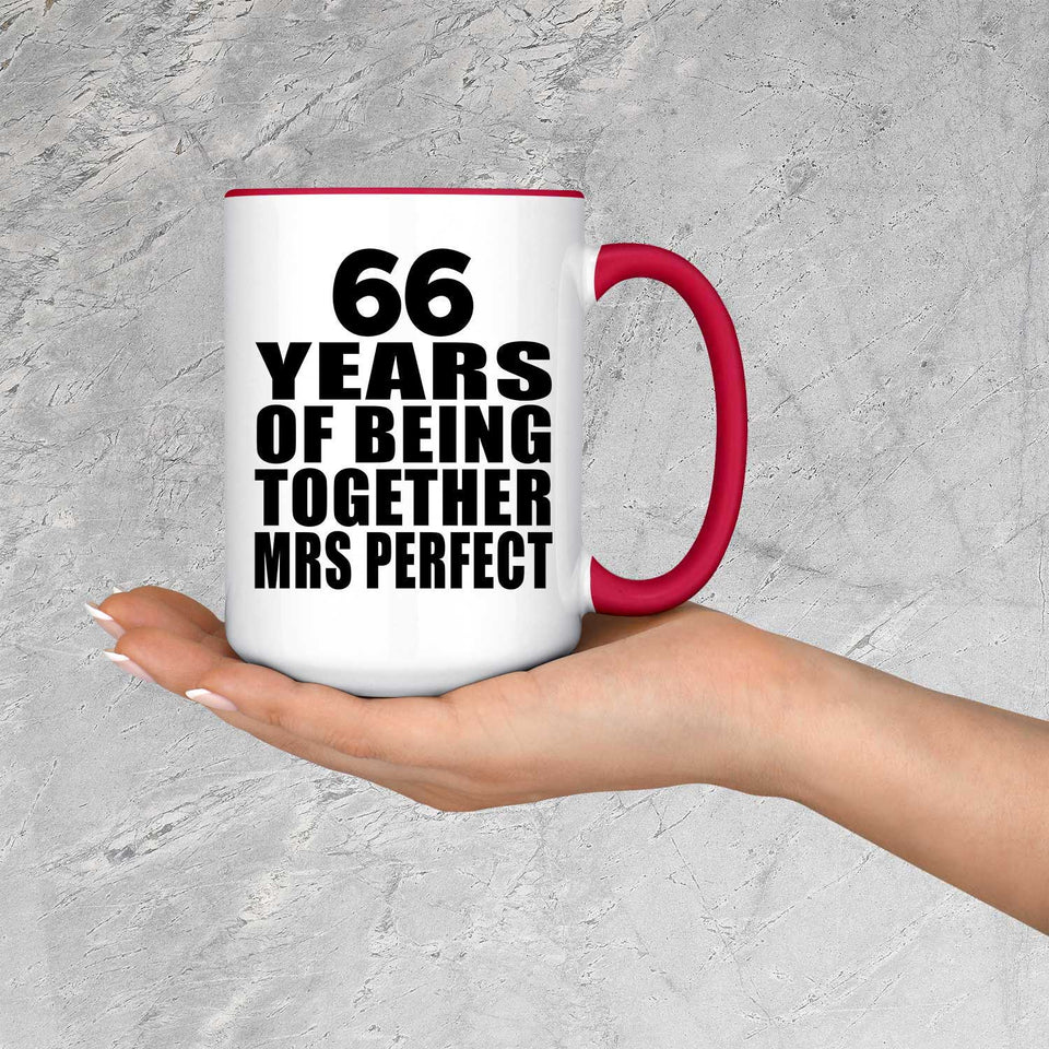 66th Anniversary 66 Years Of Being Mrs Perfect - 15oz Accent Mug Red