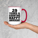 Happy 29th Anniversary 29 Years & Counting - 15oz Accent Mug Red