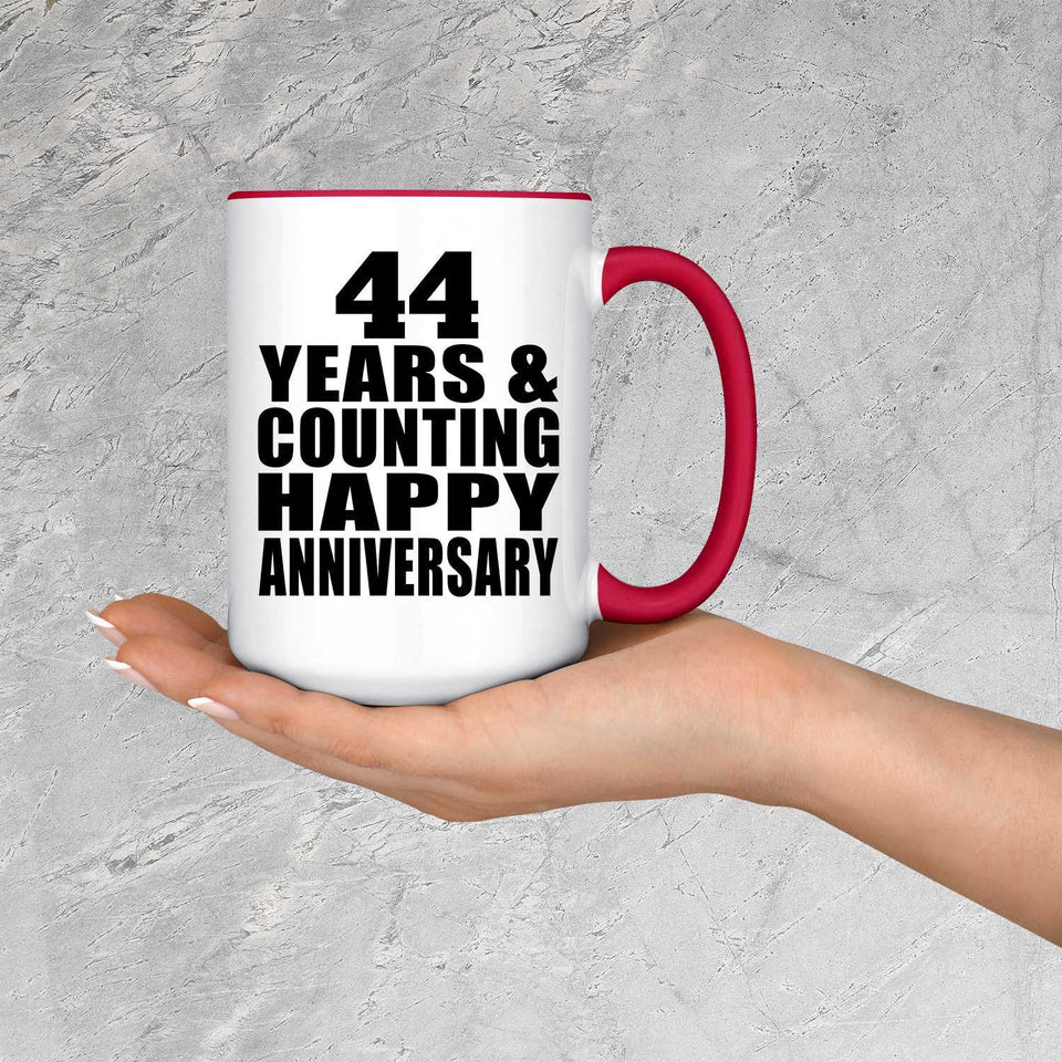 Happy 44th Anniversary 44 Years & Counting - 15oz Accent Mug Red