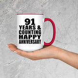 Happy 91st Anniversary 91 Years & Counting - 15oz Accent Mug Red