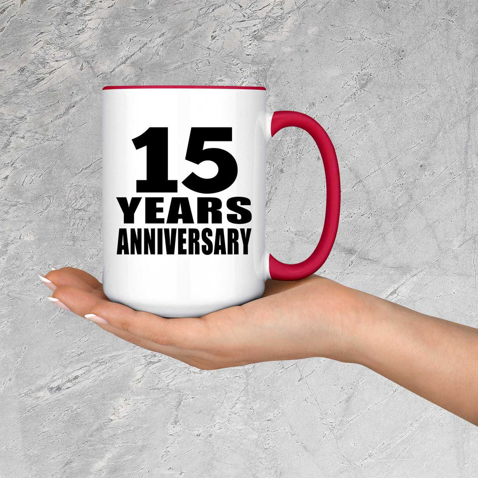 15th Anniversary 15 Years - 15oz Accent Mug Red