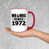 52nd Anniversary Mr & Mrs Since 1972 - 15oz Accent Mug Red