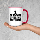 1st Birthday 1 Year Of Being Awesome - 15oz Accent Mug Red