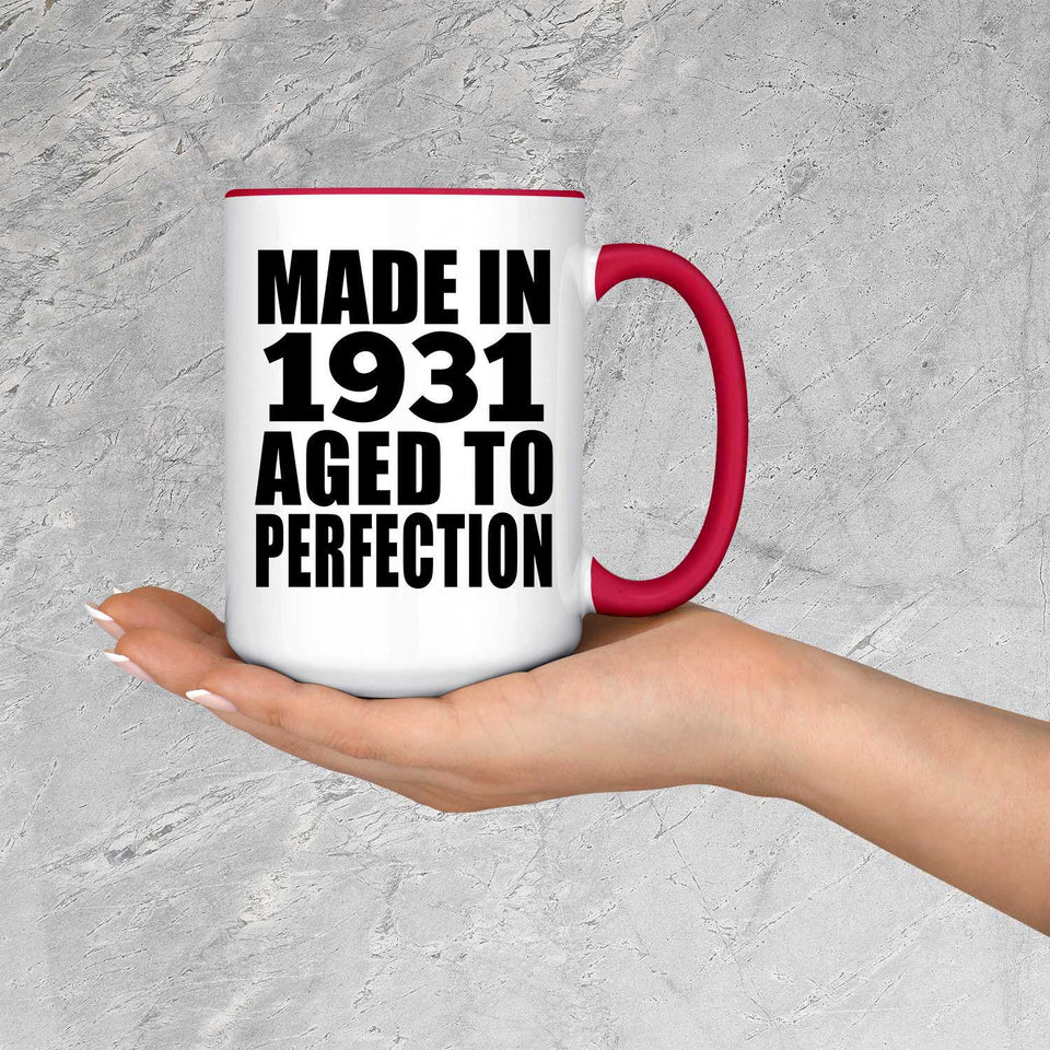 93rd Birthday Made In 1931 Aged to Perfection - 15oz Accent Mug Red