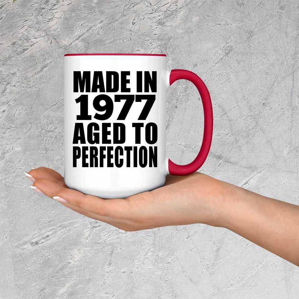 47th Birthday Made In 1977 Aged to Perfection - 15oz Accent Mug Red