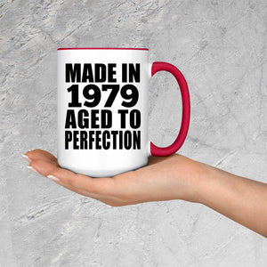 45th Birthday Made In 1979 Aged to Perfection - 15oz Accent Mug Red