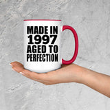 27th Birthday Made In 1997 Aged to Perfection - 15oz Accent Mug Red