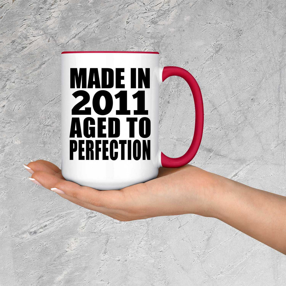 13th Birthday Made In 2011 Aged to Perfection - 15oz Accent Mug Red
