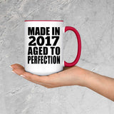 7th Birthday Made In 2017 Aged to Perfection - 15oz Accent Mug Red