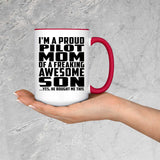 Proud Pilot Mom Of Awesome Son - 15oz Accent Mug Red