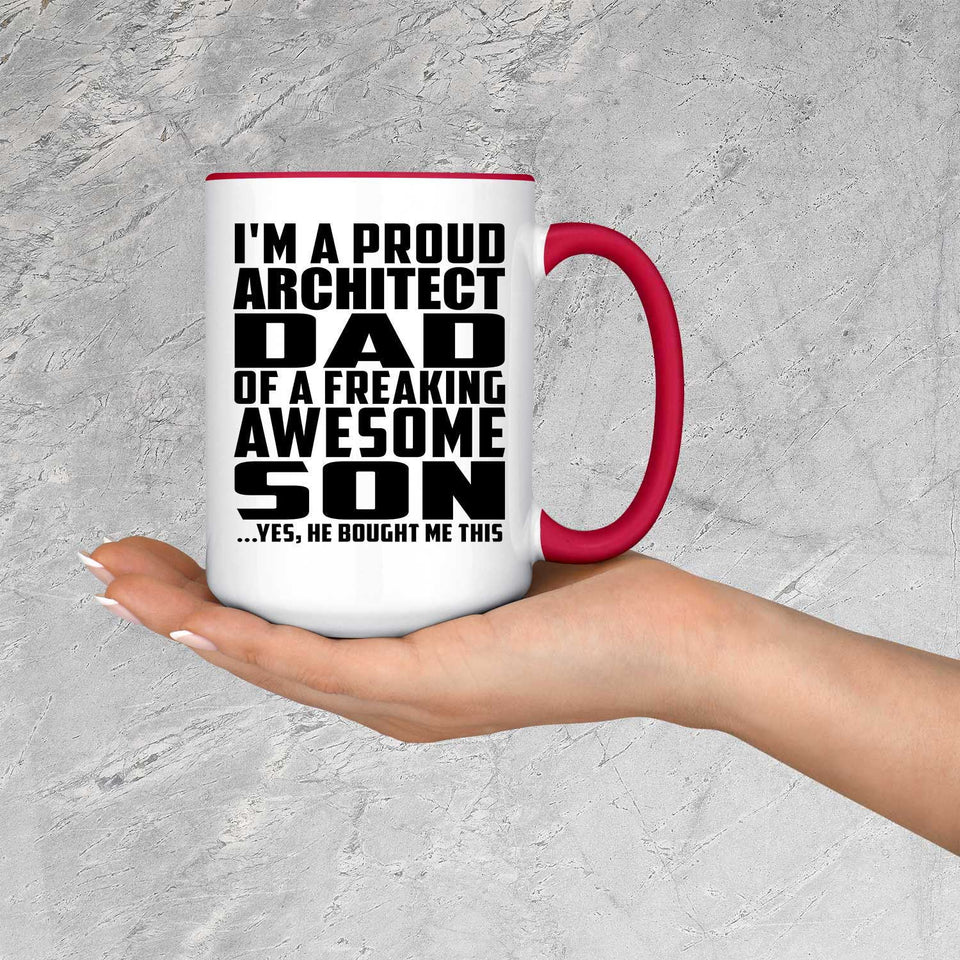 Proud Architect Dad Of Awesome Son - 15oz Accent Mug Red