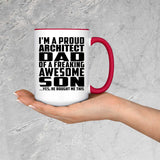 Proud Architect Dad Of Awesome Son - 15oz Accent Mug Red