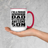 Proud Entrepreneur Dad Of Awesome Son - 15oz Accent Mug Red