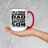 Proud Oil Rig Worker Dad Of Awesome Son - 15oz Accent Mug Red