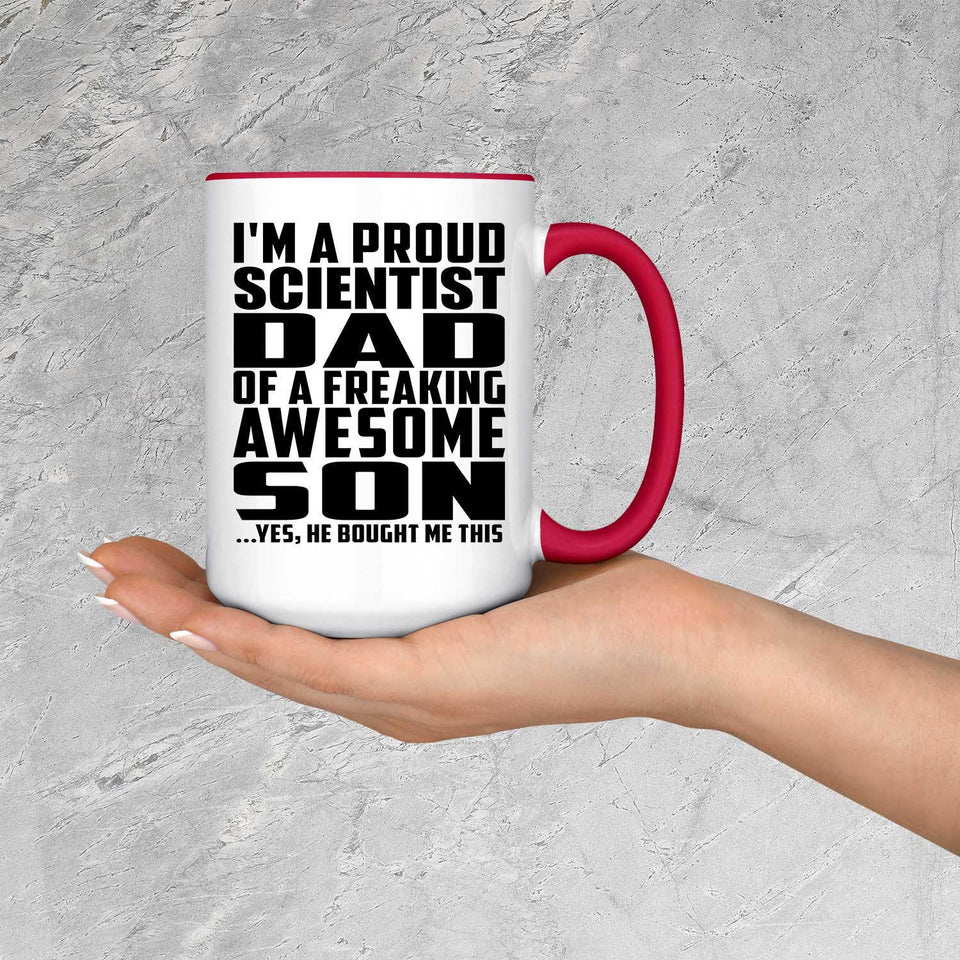 Proud Scientist Dad Of Awesome Son - 15oz Accent Mug Red