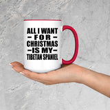 All I Want For Christmas Is My Tibetan Spaniel - 15oz Accent Mug Red
