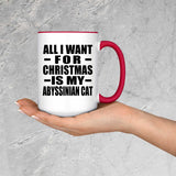 All I Want For Christmas Is My Abyssinian Cat - 15oz Accent Mug Red
