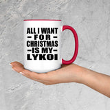 All I Want For Christmas Is My Lykoi - 15oz Accent Mug Red