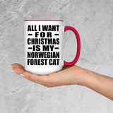 All I Want For Christmas Is My Norwegian Forest Cat - 15oz Accent Mug Red