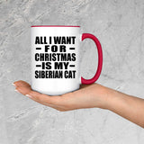 All I Want For Christmas Is My Siberian Cat - 15oz Accent Mug Red