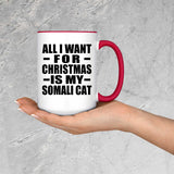 All I Want For Christmas Is My Somali Cat - 15oz Accent Mug Red