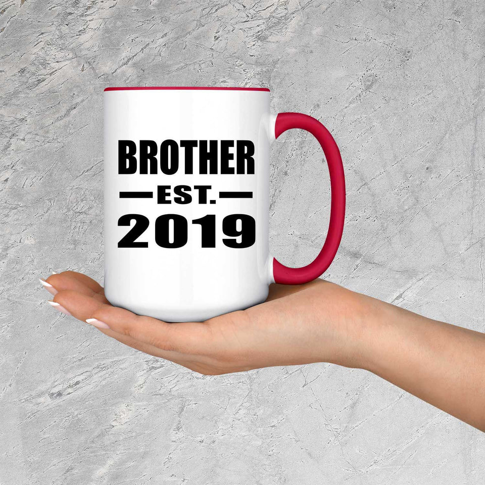 Brother Established EST. 2019 - 15oz Accent Mug Red
