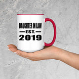 Daughter In Law Established EST. 2019 - 15oz Accent Mug Red