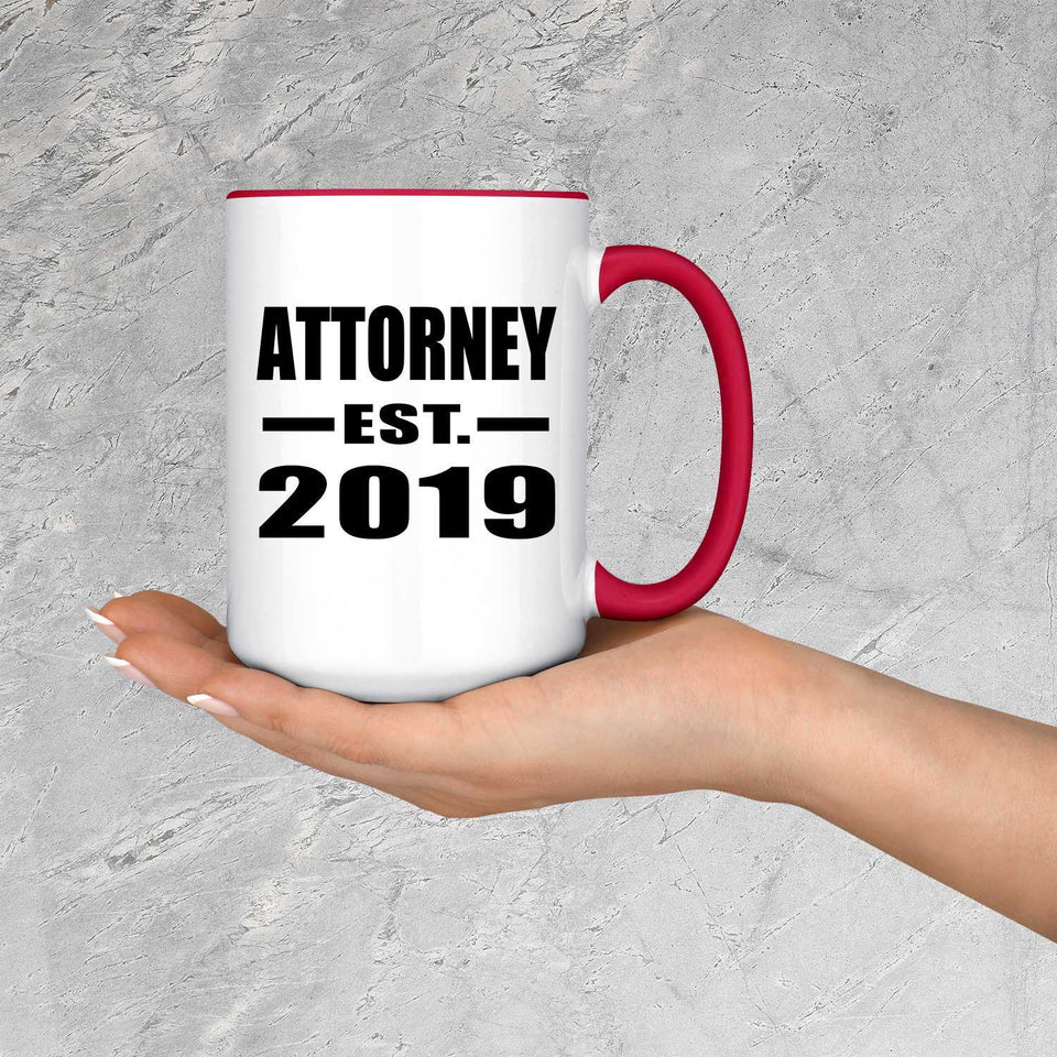 Attorney Established EST. 2019 - 15oz Accent Mug Red