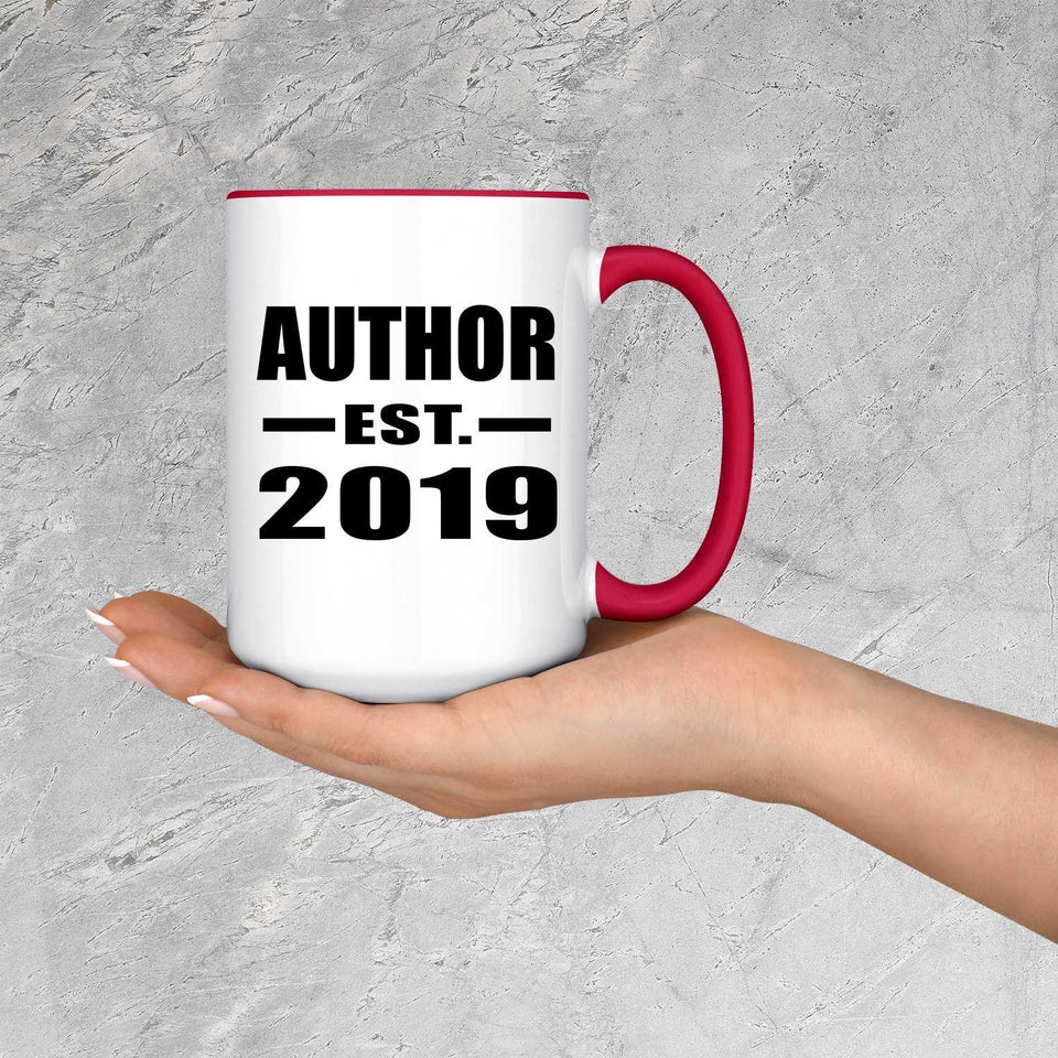 Author Established EST. 2019 - 15oz Accent Mug Red