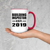 Building Inspector Established EST. 2019 - 15oz Accent Mug Red