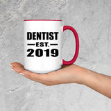 Dentist Established EST. 2019 - 15oz Accent Mug Red