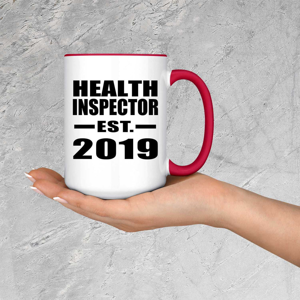 Health Inspector Established EST. 2019 - 15oz Accent Mug Red
