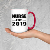 Nurse Established EST. 2019 - 15oz Accent Mug Red