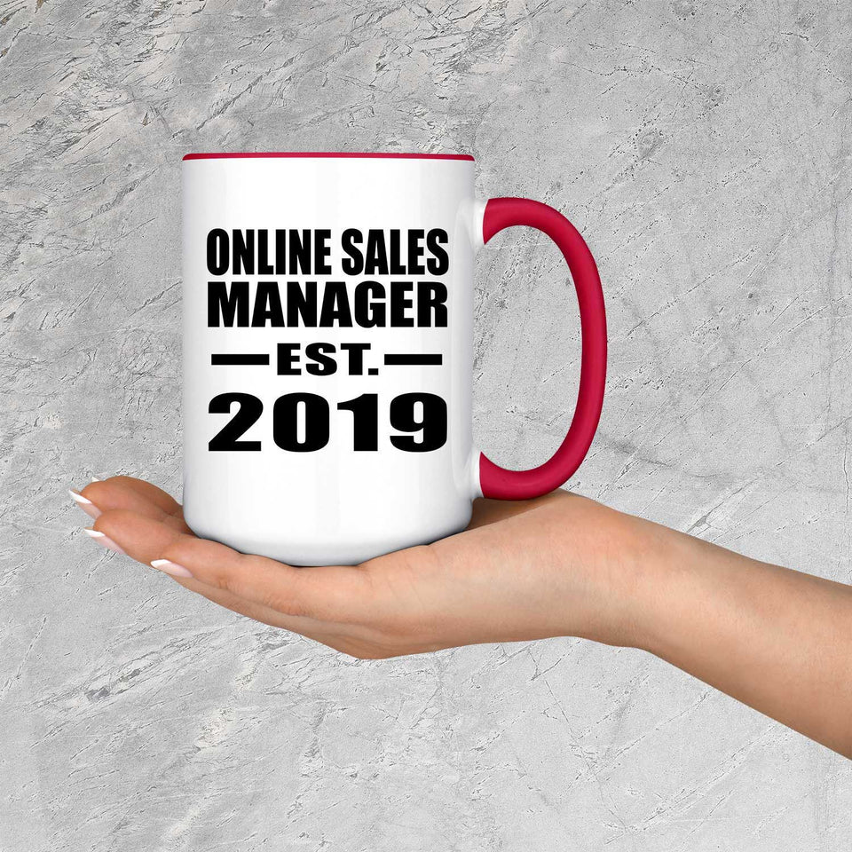 Online Sales Manager Established EST. 2019 - 15oz Accent Mug Red