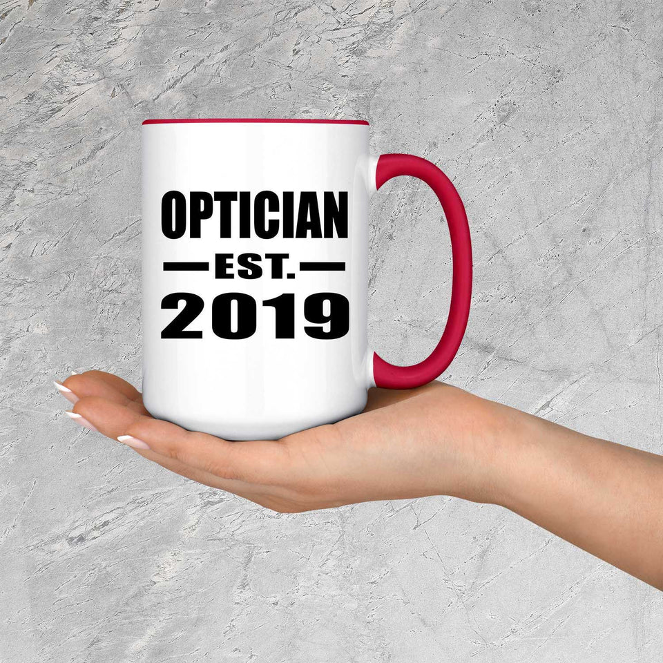 Optician Established EST. 2019 - 15oz Accent Mug Red