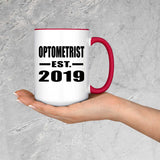 Optometrist Established EST. 2019 - 15oz Accent Mug Red