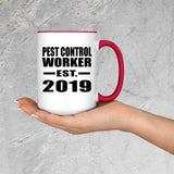 Pest Control Worker Established EST. 2019 - 15oz Accent Mug Red