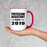 Physician Assistant Established EST. 2019 - 15oz Accent Mug Red