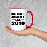 Real Estate Agent Established EST. 2019 - 15oz Accent Mug Red