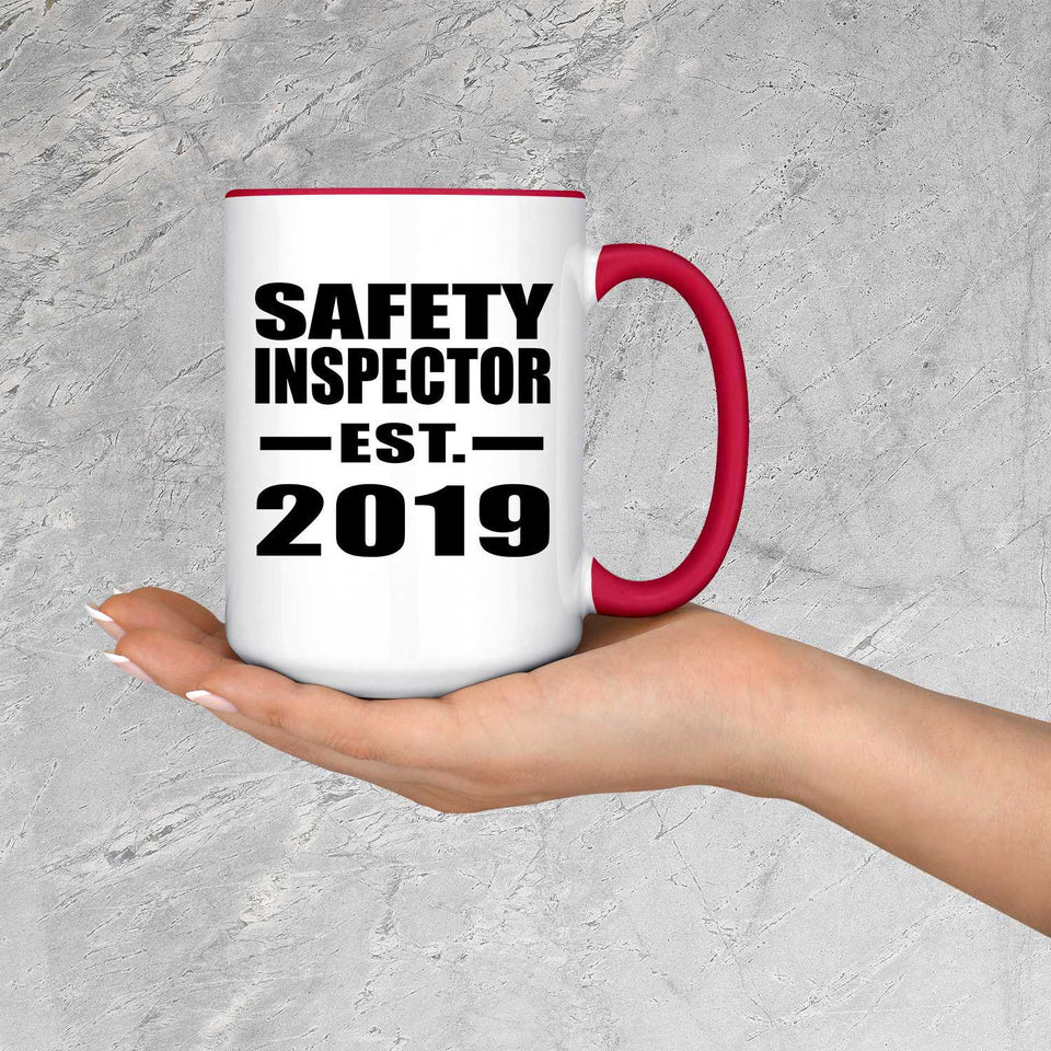 Safety Inspector Established EST. 2019 - 15oz Accent Mug Red