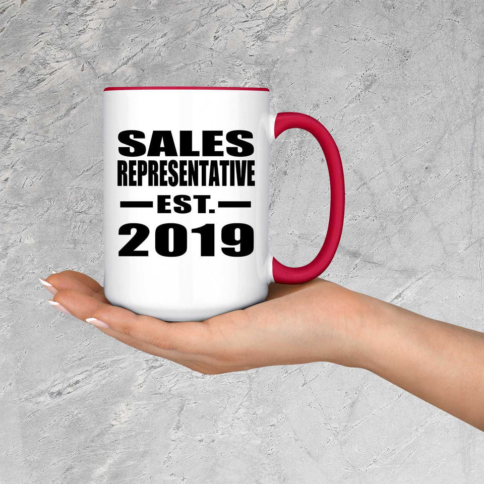 Sales Representative Established EST. 2019 - 15oz Accent Mug Red
