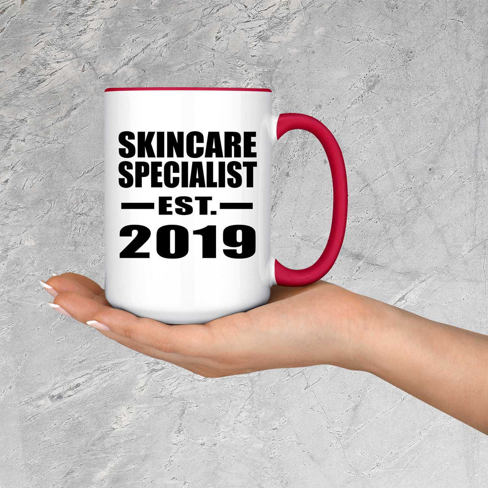 Skincare Specialist Established EST. 2019 - 15oz Accent Mug Red