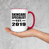 Skincare Specialist Established EST. 2019 - 15oz Accent Mug Red