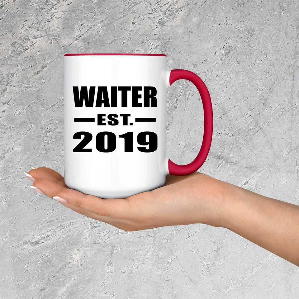 Waiter Established EST. 2019 - 15oz Accent Mug Red