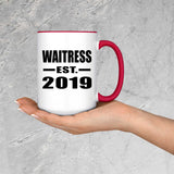 Waitress Established EST. 2019 - 15oz Accent Mug Red
