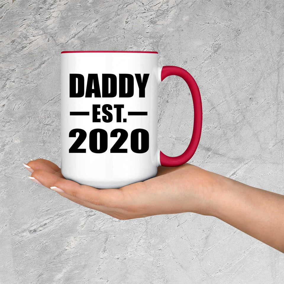 Daddy Established EST. 2020 - 15oz Accent Mug Red