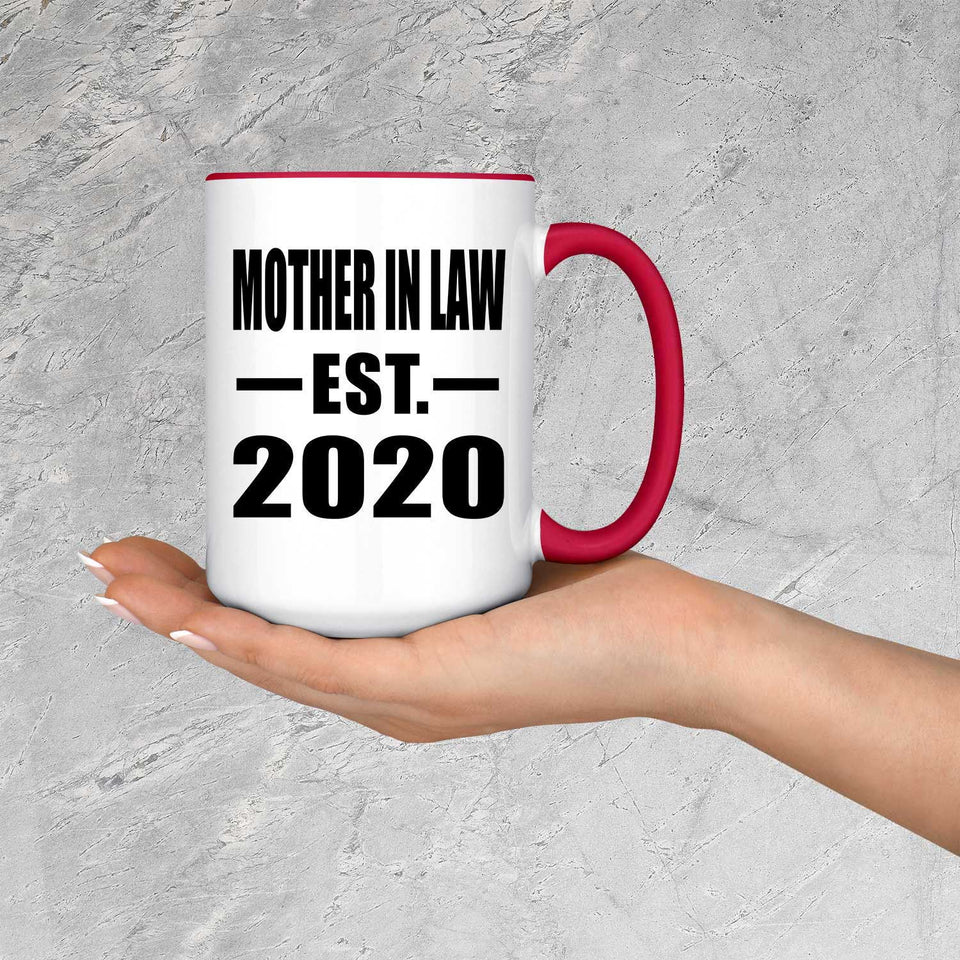 Mother In Law Established EST. 2020 - 15oz Accent Mug Red