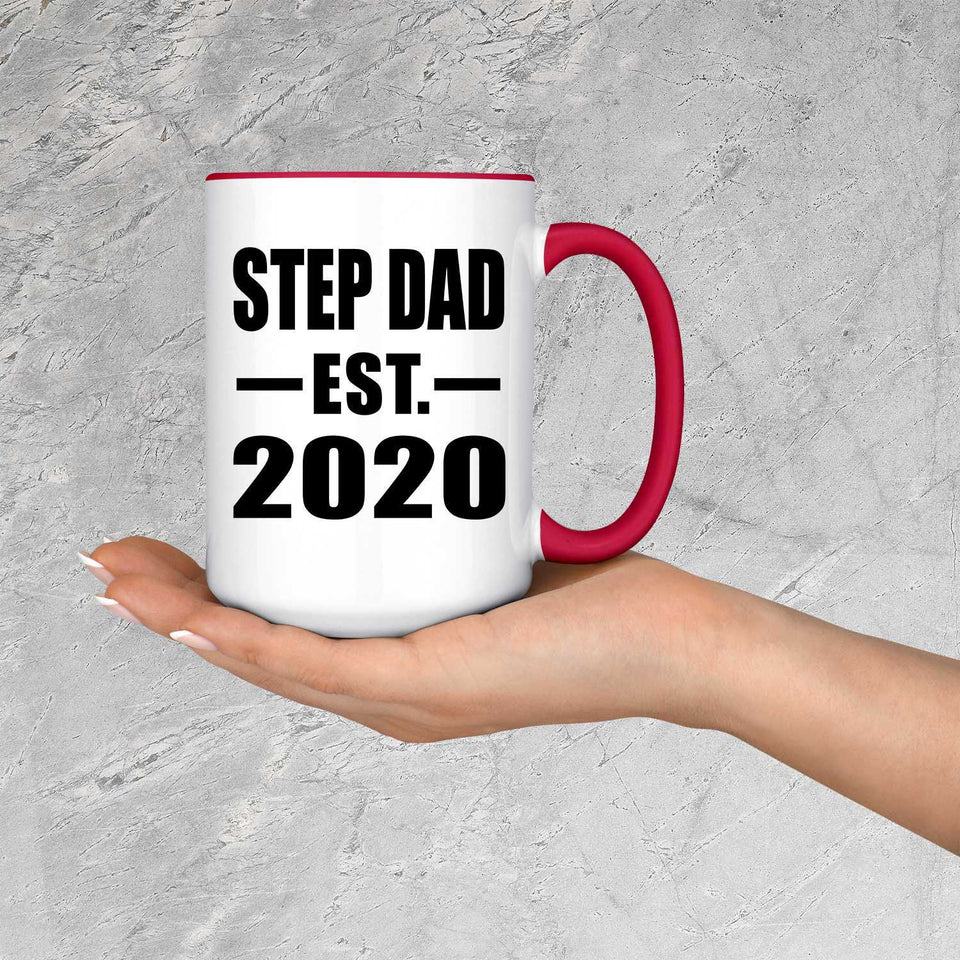 Step Dad Established EST. 2020 - 15oz Accent Mug Red